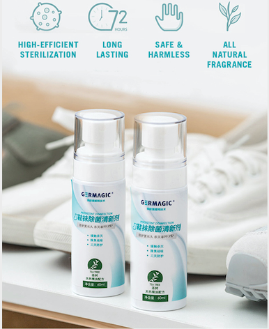 GERMAGIC Award Winning Disinfectant 60ml Travel Size Spray for Shoes and Socks (Tea Tree Oil Scent)